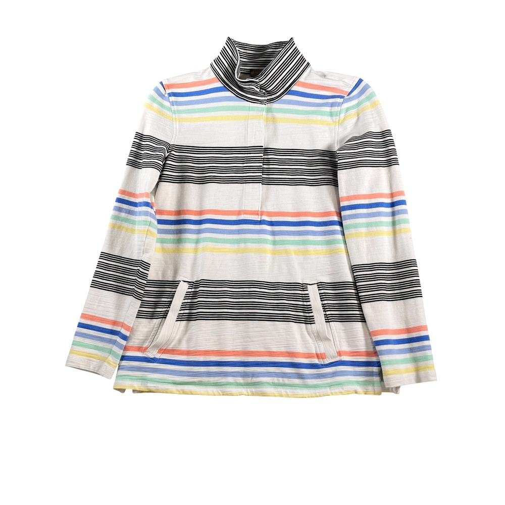 T by Talbots UPF 50 Rainbow Striped Mock Neck Pullover Sweatshirt Size XS Multi